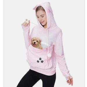 Pink Hoodie with Pet Pouch